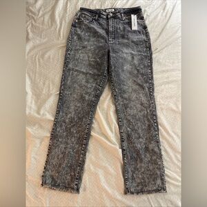 Juicy Couture Grey Marble Wash Jeans Women’s 31 High Rise Straight Raw Hem NWT